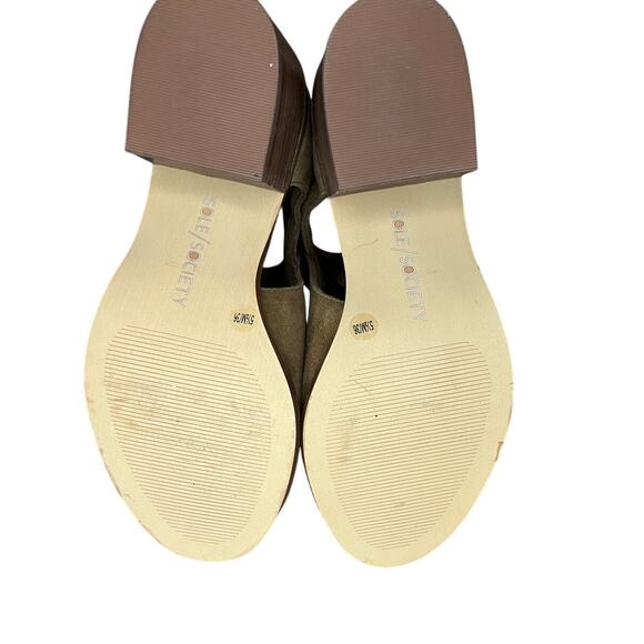 Sole Society  Suede Peep Toe Bootie Caramel 5.5 36 - Picture 5 of 5